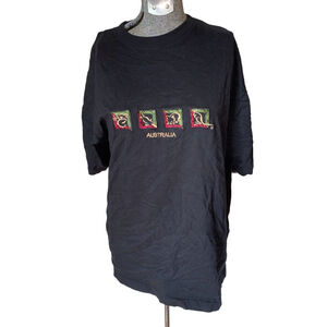 Men's Purely Australian Black L Short Sleeve Tee w/ Red Green Embroidery